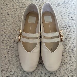 Dolce Vita Women's Cream Flats with Gold Buckles